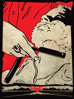 Dom and Gio's Barber Shop - illustration by Leslie Herzfeld - click to enlarge -  http://portlandportfolio.blogspot.com