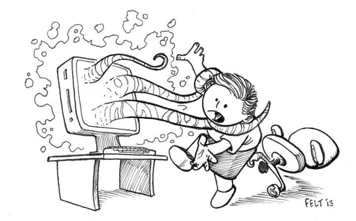 "Lovecraft eZine chats are REALLY interactive!" - art by Dave Felton